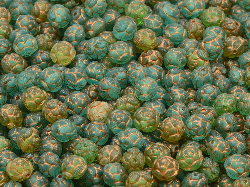 Rose Beads, 99999 Matte Copper Lined (99999-84110-54307), Glass, Czech Republic