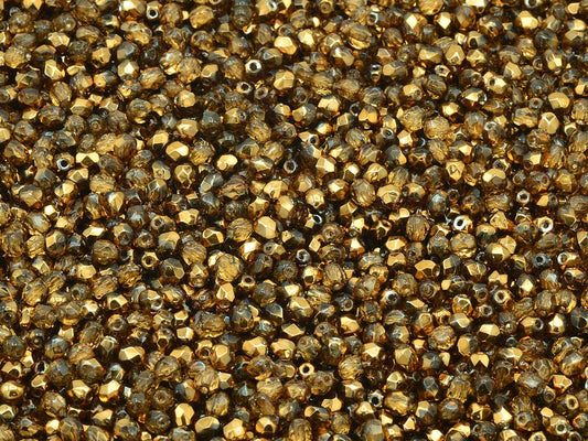 多面圆形火抛光珠，水晶 97319 (00030-97319)，玻璃，捷克共和国