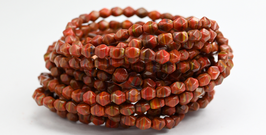 OUTLET 10 grams Olive Oval Pressed Glass Beads With Edges, 6 x 4 mm, Mixed Colors (mix), Glass, Czech Republic