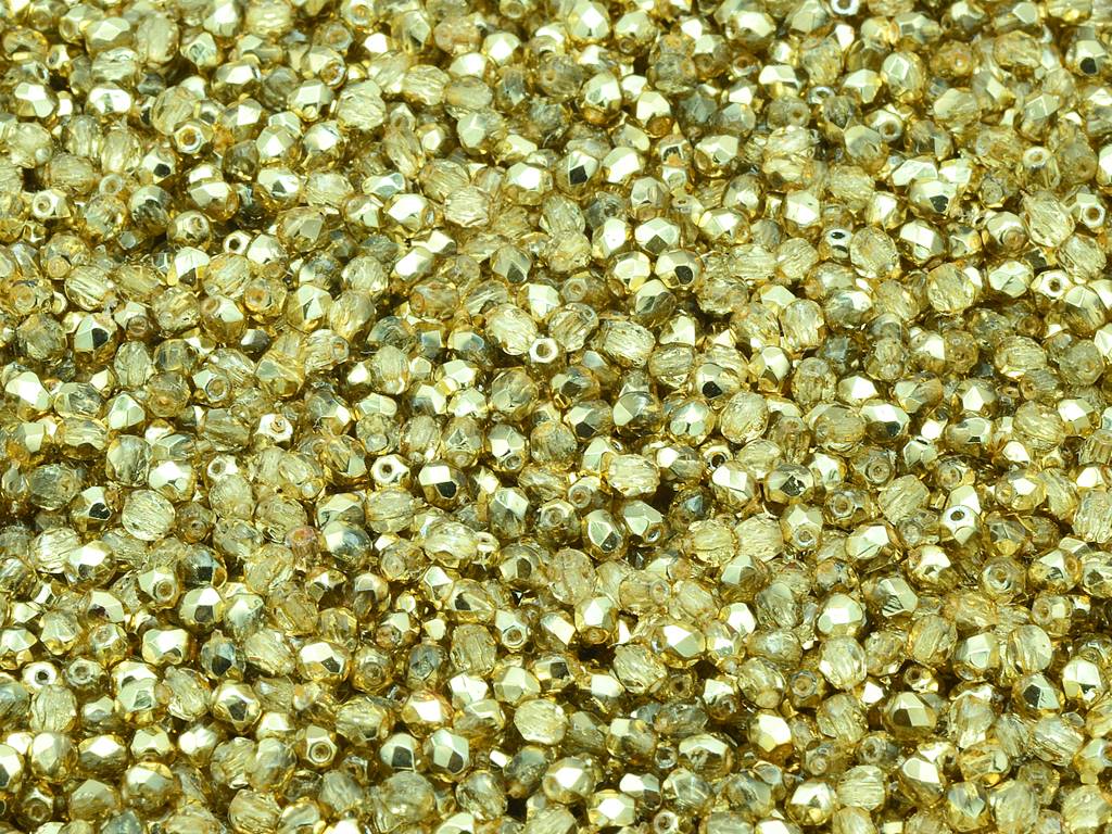 Faceted Round Fire Polished Beads, Crystal 97387 (00030-97387), Glass, Czech Republic