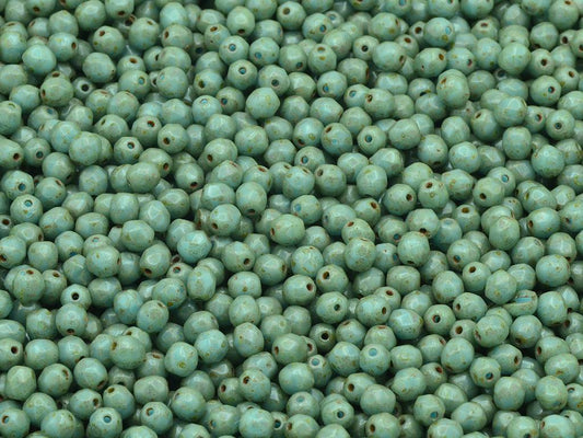 多面圆形火抛光珠，蓝色石灰华（63020-86800），玻璃，捷克共和国