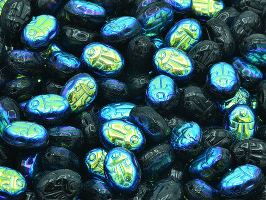 Bug Beads, Black Ab (23980-28701), Glass, Czech Republic