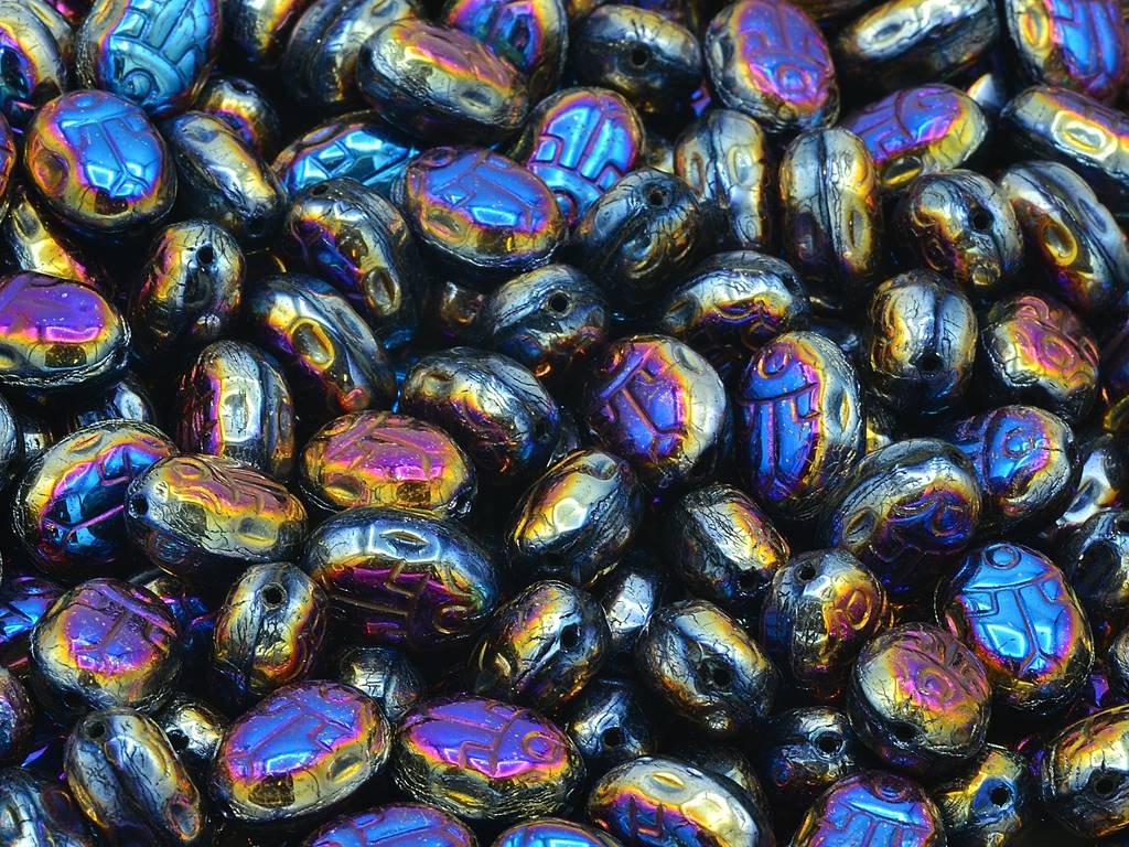 Bug Beads, Black Sliperit Full (2X Side) (23980-29503), Glass, Czech Republic