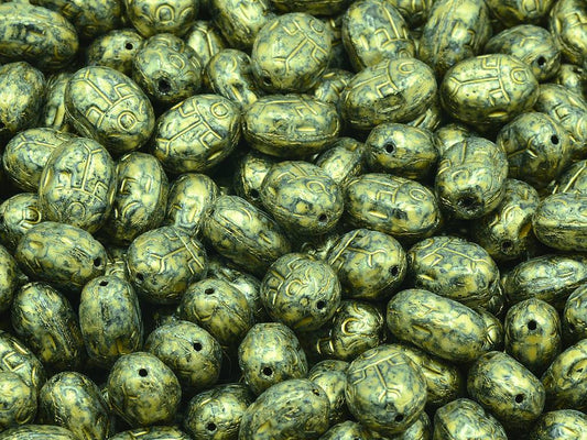 Bug Beads, Black Gold Splash (23980-86720), Glass, Czech Republic