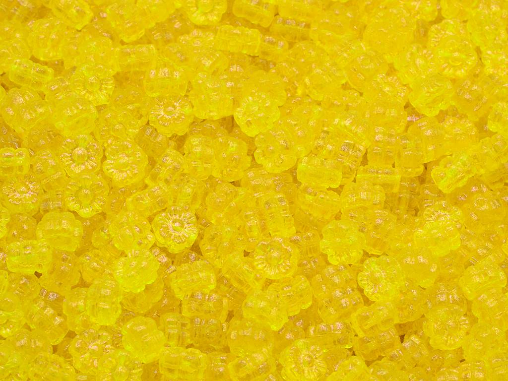 フラワービーズ、透明イエロー 12502 (80020-12502)、ガラス、チェコ共和国