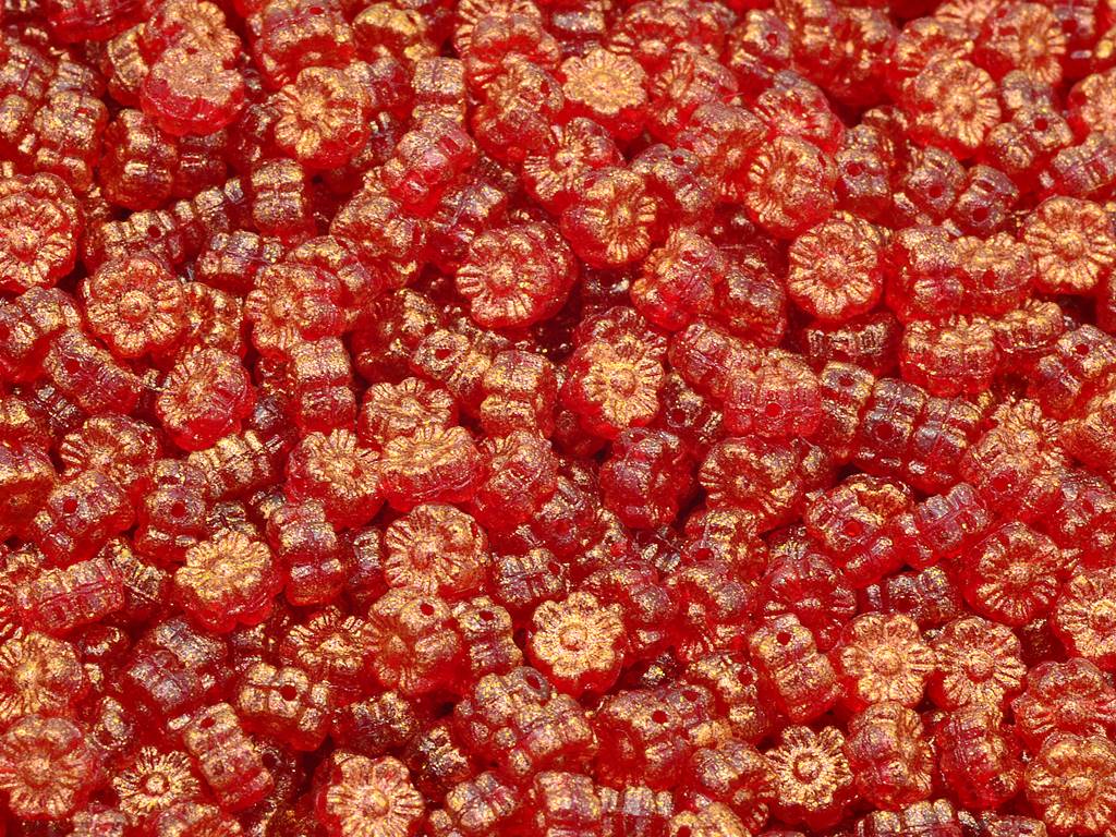 Flower Beads, Ruby Red 12503 (90080-12503), Glass, Czech Republic