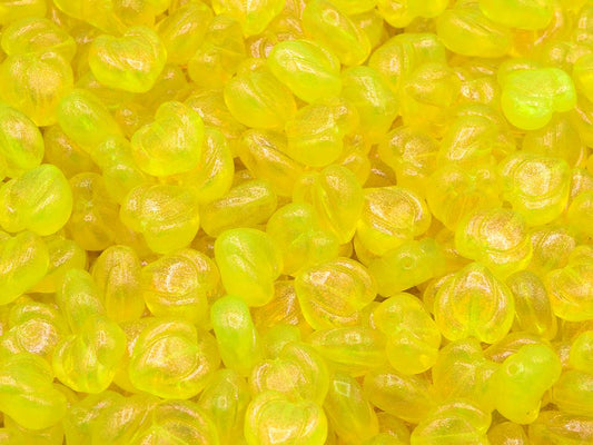 Heart Bud Beads, Transparent Yellow 12502 (80020-12502), Glass, Czech Republic