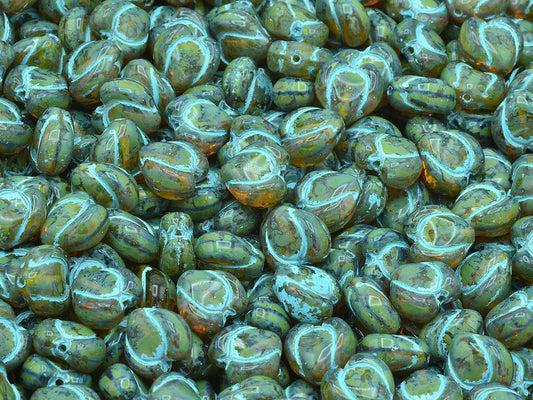心形花蕾珠，透明黄色 96816 (80020-96816)，玻璃，捷克共和国
