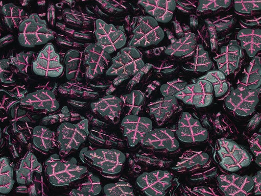 Pressed Beads Leaves, Black 54570 (23980-54570), Glass, Czech Republic