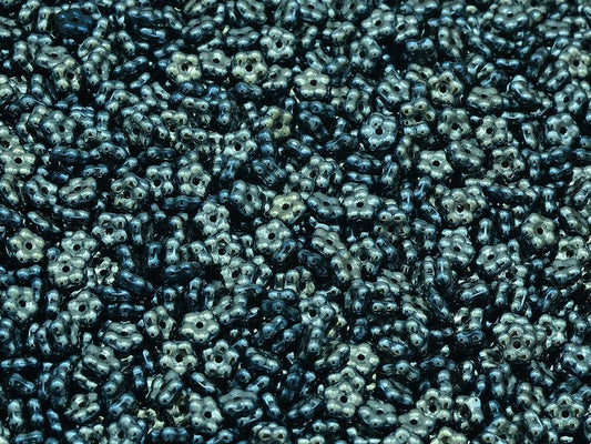 忘れな草の花のビーズ、ブラックブルーヘマタイト（23980-23500）、ガラス、チェコ共和国