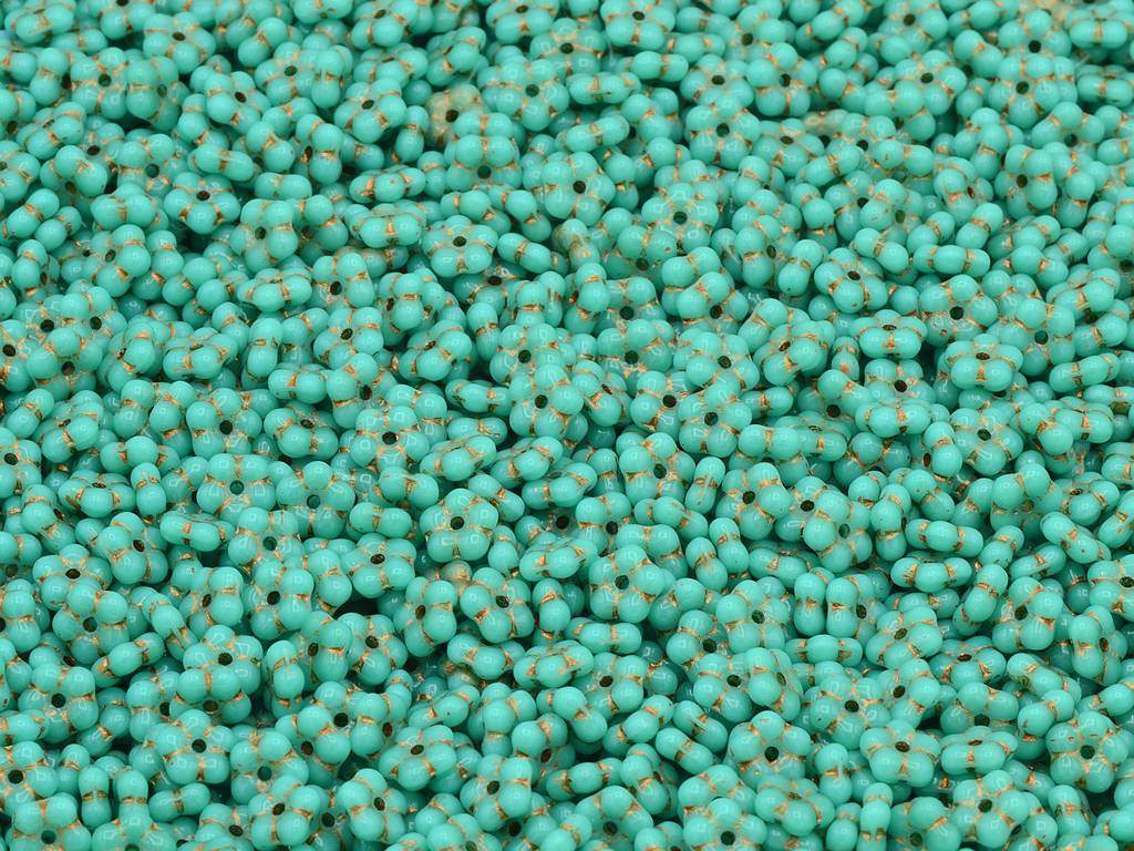 Forget Me Not Beads, Turquoise Copper Lined (63130-54307), Glass, Czech Republic