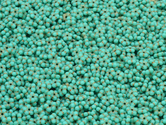 Forget Me Not Beads, Turquoise Copper Lined (63130-54307), Glass, Czech Republic