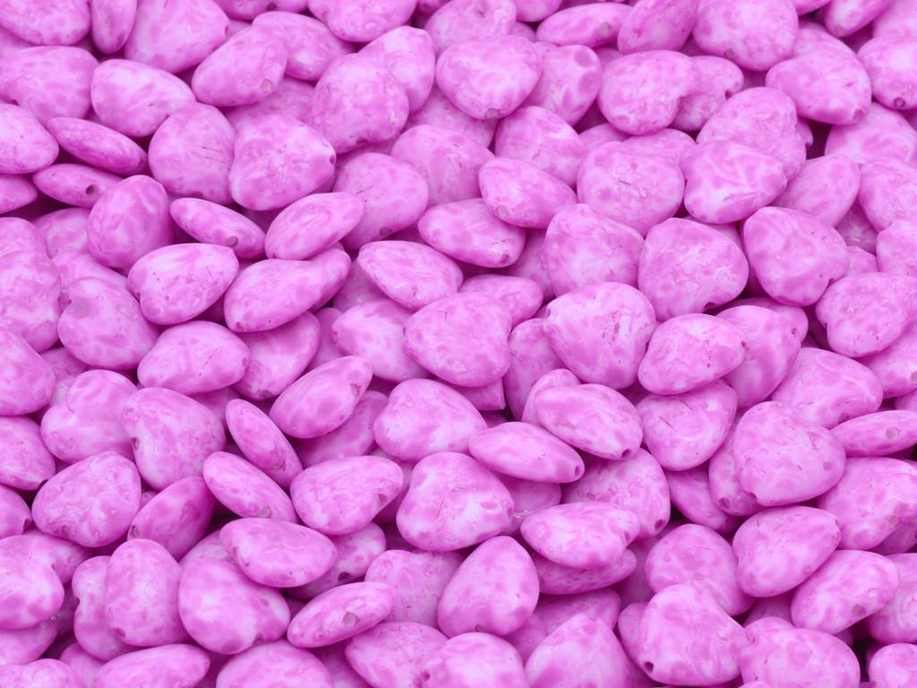 Heart Beads, Chalk White 84305 (03000-84305), Glass, Czech Republic
