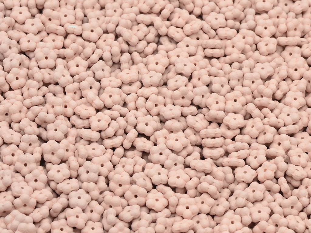 Forget Me Not Flower Beads, Chalk White Pink Golden Splash (03000-13004), Glass, Czech Republic