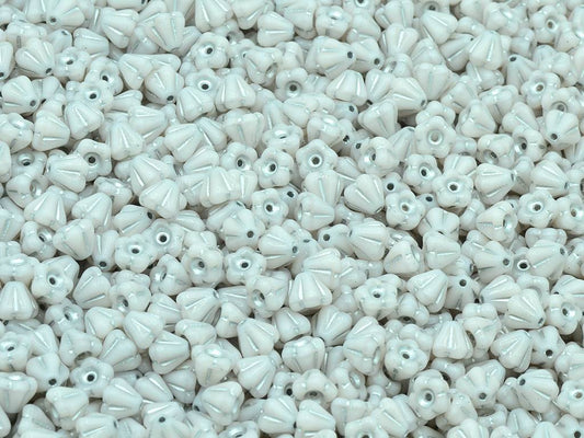 Bell Flower Beads, Opaque Pink Silver Lined (74000-54201), Glass, Czech Republic