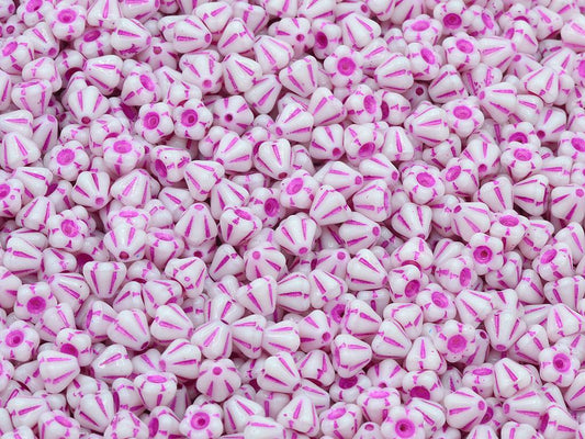 Bell Flower Beads, Opaque Pink 54570 (74000-54570), Glass, Czech Republic