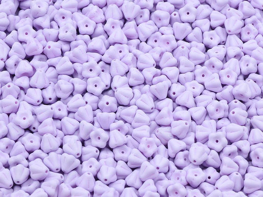 Bell Flower Beads, Chalk White Gray Golden Splash (03000-13009), Glass, Czech Republic