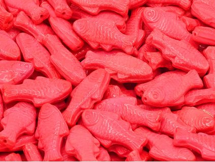 OUTLET 10 grams Big Fish Beads, 24 x 11 mm, Red (93400), Glass, Czech Republic