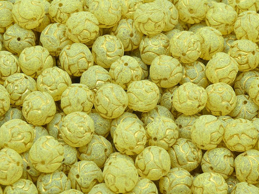 Round Rose Beads, Crystal Gold Lined Light Orange (00030-54302-84302), Glass, Czech Republic