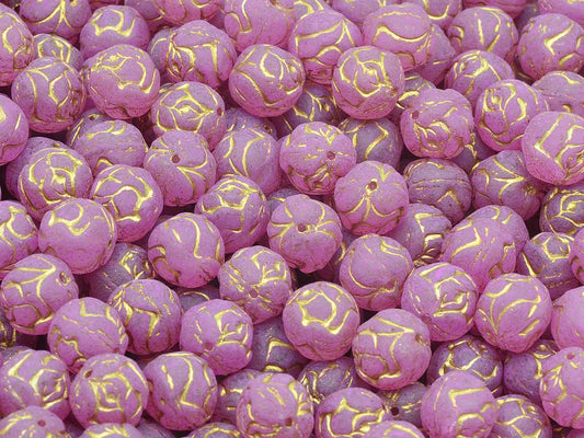 Round Rose Beads, Crystal Gold Lined 84305 (00030-54302-84305), Glass, Czech Republic