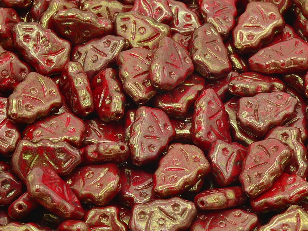 Christmas Tree Beads, Opaque Red Terracotta Red (93200-15495), Glass, Czech Republic