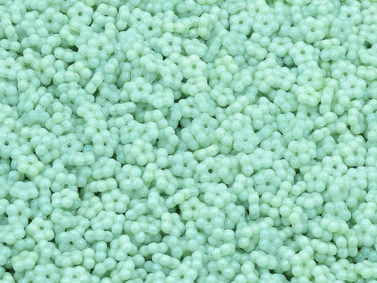 Forget Me Not Beads, Chalk White Luster Green Full Coated (03000-14457), Glass, Czech Republic