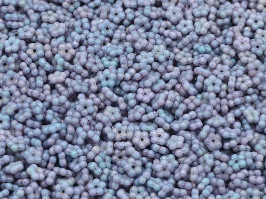 忘れな草の花ビーズ、チョークホワイトパープル (03000-15726)、ガラス、チェコ共和国