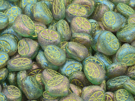 Flat Lemon Half Beads, Crystal 48823 Gold Lined (00030-48823-54302), Glass, Czech Republic