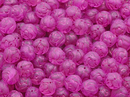 Round Rose Beads, Transparent Pink Matte 54570 (70110-84110-54570), Glass, Czech Republic