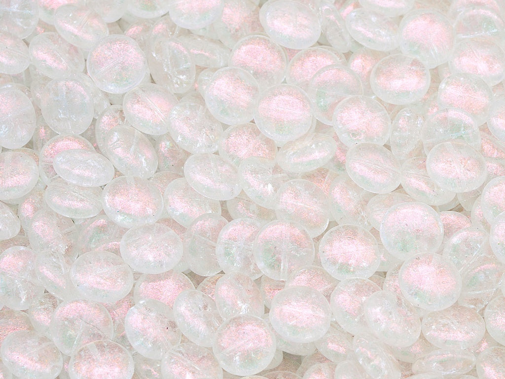 Lentil Flat Round Beads, Crystal Cracked 12502 (00030-85500-12502), Glass, Czech Republic