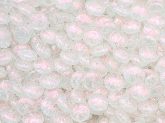 Lentil Flat Round Beads, Crystal Cracked 12502 (00030-85500-12502), Glass, Czech Republic
