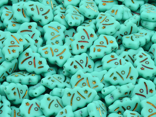 Christmas Tree Beads, Turquoise Sliperit Full (2X Side) Matte (63130-29503-84110), Glass, Czech Republic