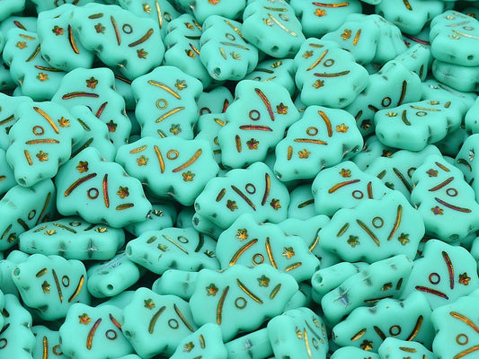 OUTLET 10 grams Christmas Tree Beads, 17 x 12 mm, Turquoise Sliperit Full (2X Side) Matte (63130-29503-84110), Glass, Czech Republic