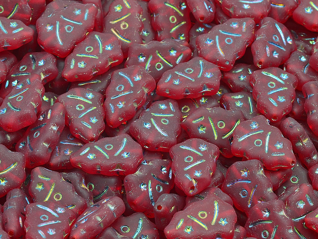 Christmas Tree Beads, Ruby Red 28103 Matte (90080-28103-84110), Glass, Czech Republic