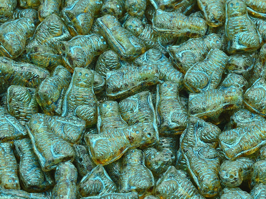 Sitting Cat Beads, Crystal Travertin Light Blue Lined (00030-86800-43811), Glass, Czech Republic