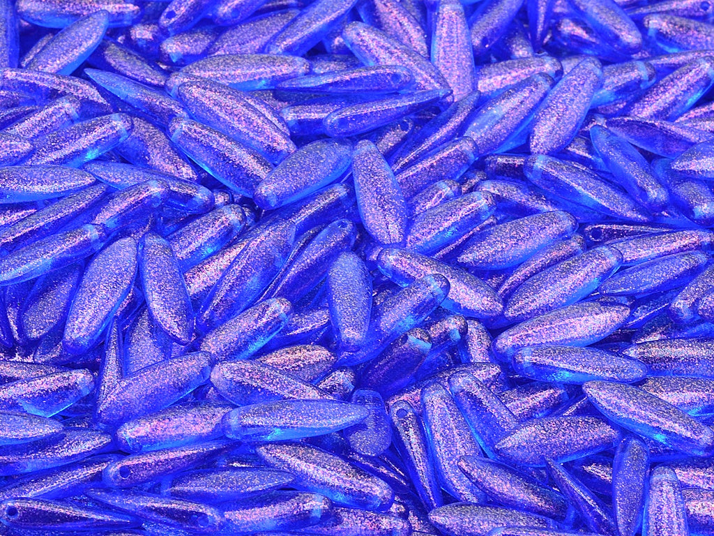 Dagger Beads, Transparent Blue 12502 (30060-12502), Glass, Czech Republic