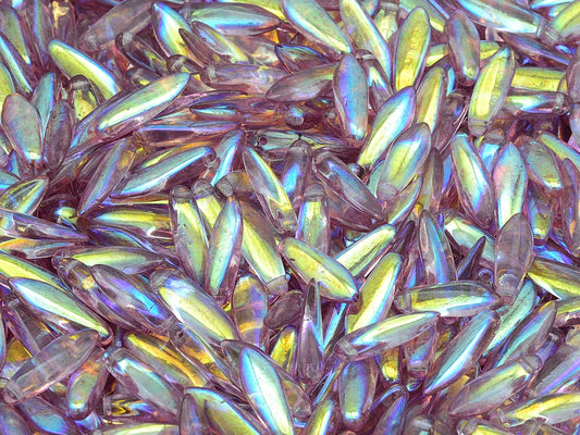 Dagger Beads, Crystal Ab Light Fuchsia Pink (00030-28701-34306), Glass, Czech Republic