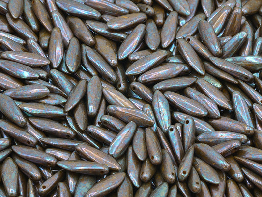 Dagger Beads, Opaque Orange Nebula (93130-15001), Glass, Czech Republic