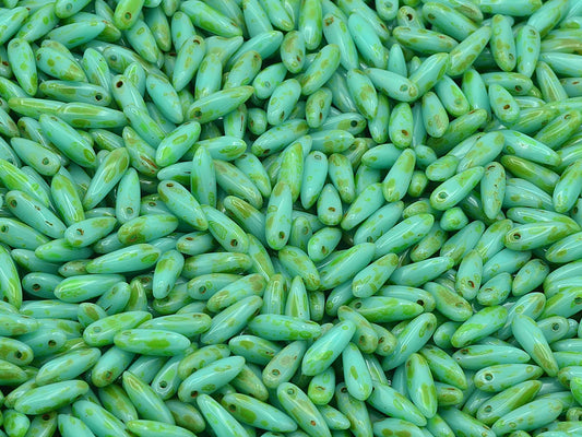 ダガービーズ、ターコイズトラバーチン（63130-86800）、ガラス、チェコ共和国