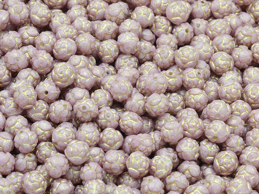 Rose Beads, Chalk White Light Fuchsia Pink Gold Lined (03000-34306-54302), Glass, Czech Republic
