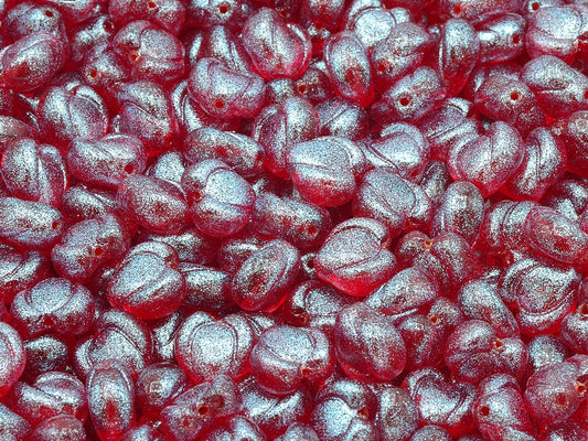 Heart Bud Beads, Ruby Red 12504 (90080-12504), Glass, Czech Republic