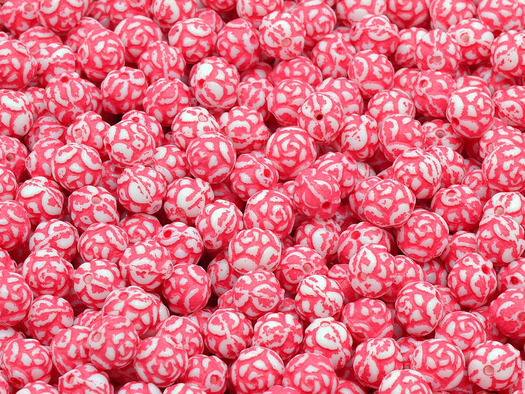 Rose Beads, Chalk White Light Blue Lined (03000-54308), Glass, Czech Republic