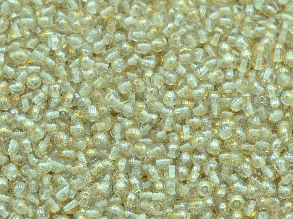 Round Druck Beads, Crystal 22901 (00030-22901), Glass, Czech Republic