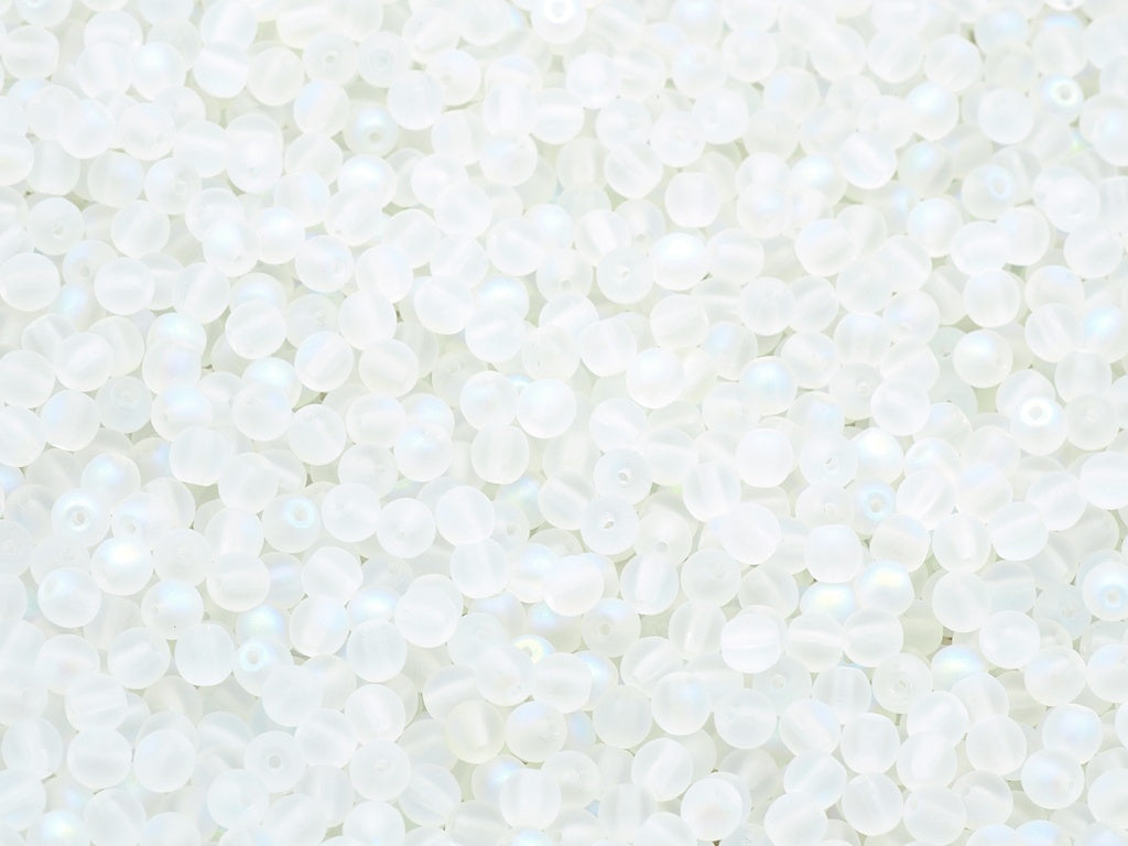 Round Druck Beads, Crystal Matte Ab (00030-84110-28701), Glass, Czech Republic