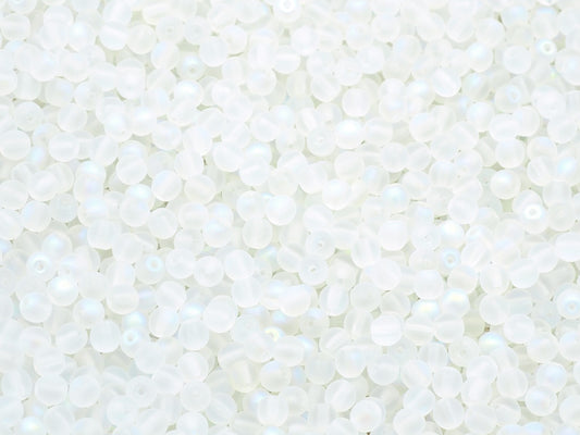 Round Druck Beads, Crystal Matte Ab (00030-84110-28701), Glass, Czech Republic