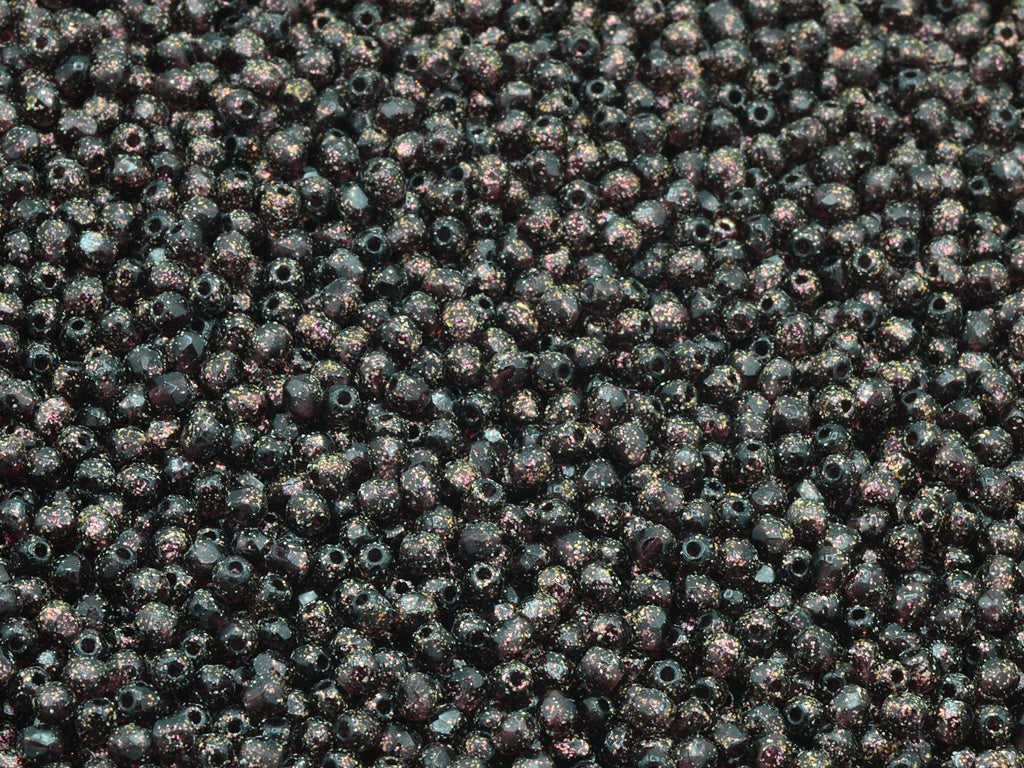 Faceted Round Fire Polished Beads, Transparent Amethyst 12502 (20080-12502), Glass, Czech Republic