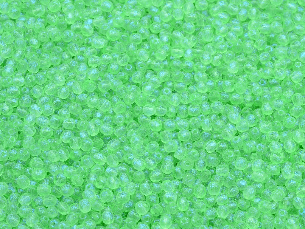 Faceted Round Fire Polished Beads, Transparent Green 12508 (50510-12508), Glass, Czech Republic