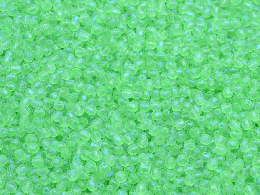 Faceted Round Fire Polished Beads, Transparent Green 12508 (50510-12508), Glass, Czech Republic