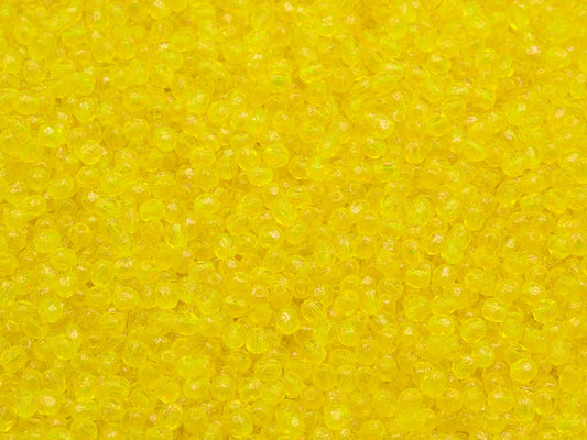 Faceted Round Fire Polished Beads, Transparent Yellow 12502 (80020-12502), Glass, Czech Republic