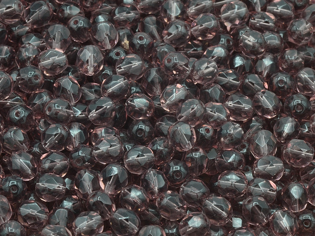 Faceted Round Fire Polished Beads, Transparent Light Amethyst (20040), Glass, Czech Republic